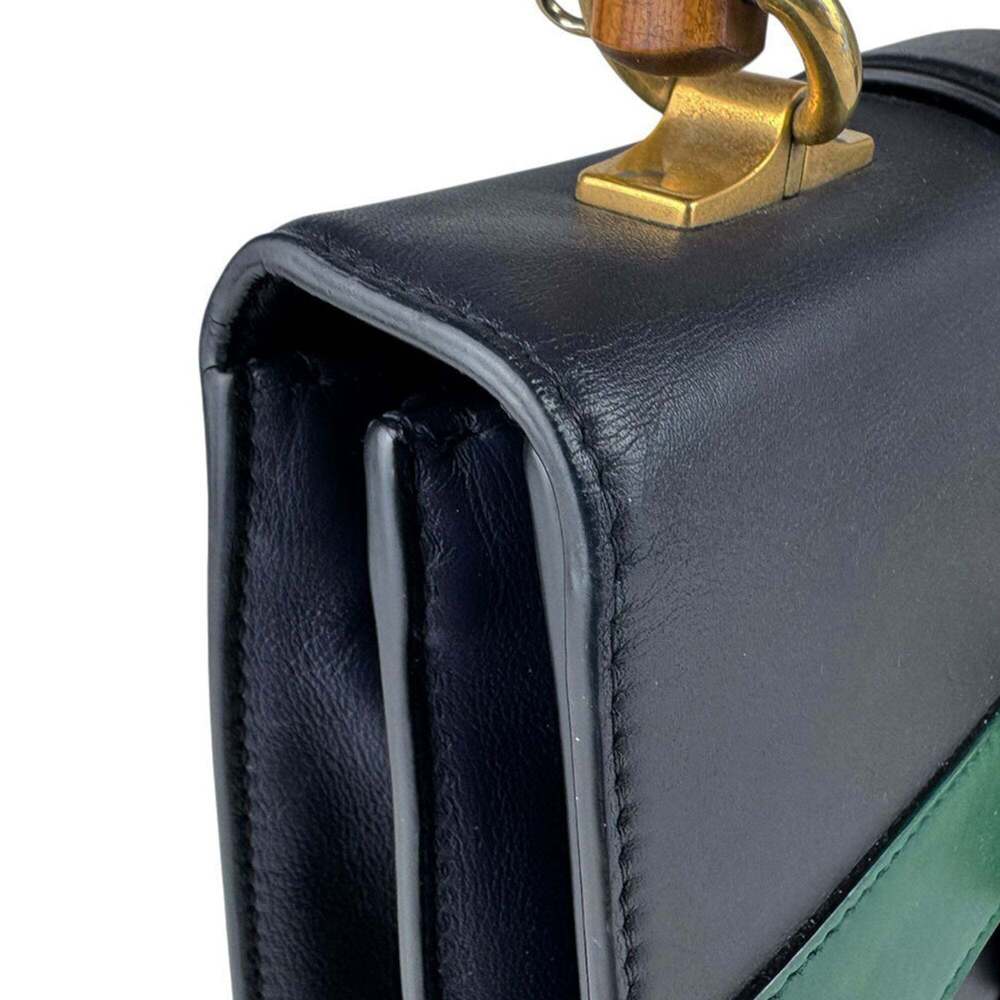 GUCCI Red Leather Bamboo Shoulder Bag - Picture 6 of 13